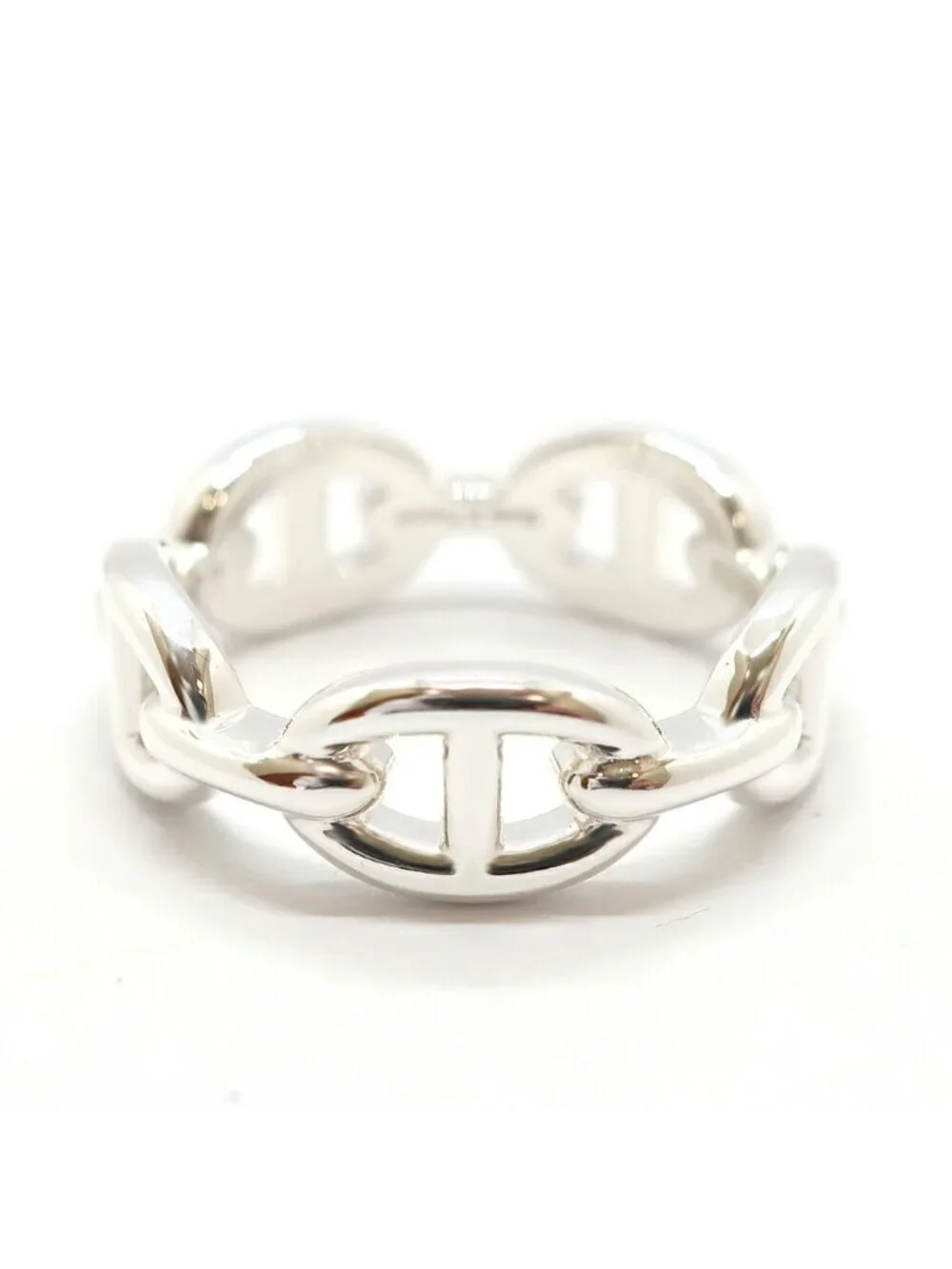 Hermes Heaven Chaine D'ancre Ring PM Small 59 Silver